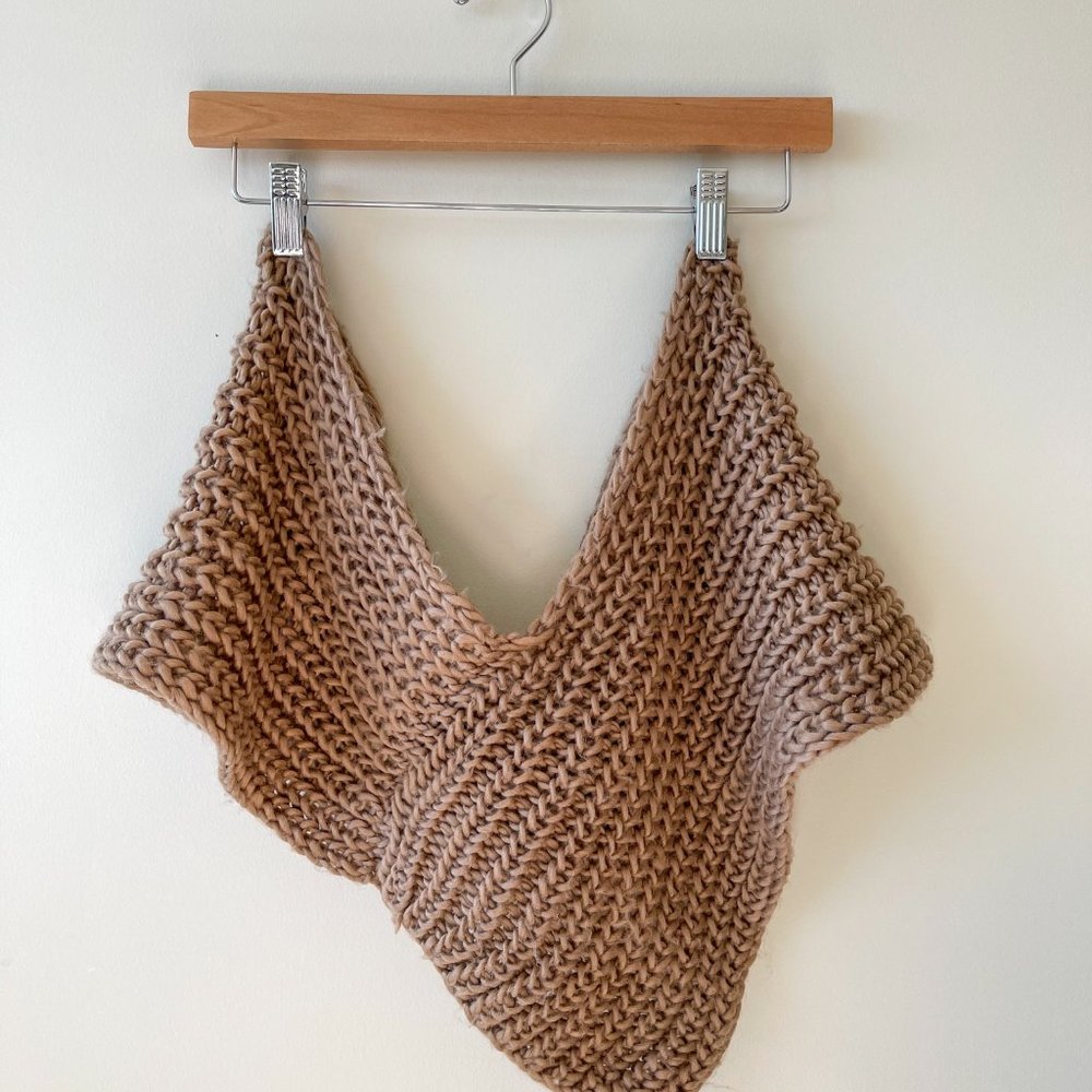 Camel Brown Chunky Knit Snood Scarf - Picture 2 of 4
